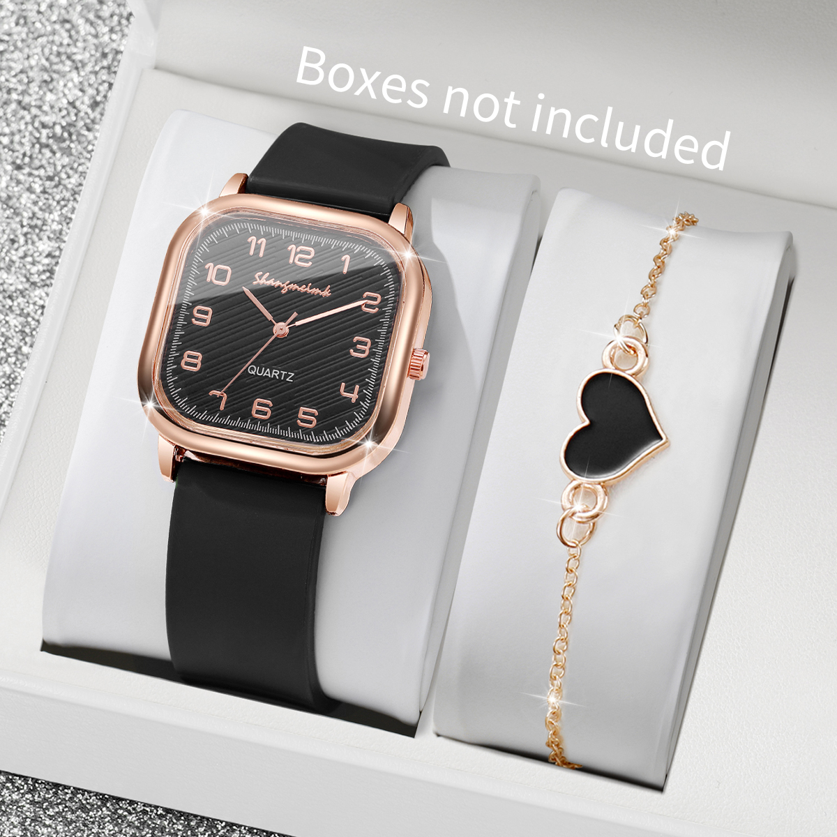 2PCS/Set Fashion Square Women  - Silicone Band Women บทวิจารณ์และราคา