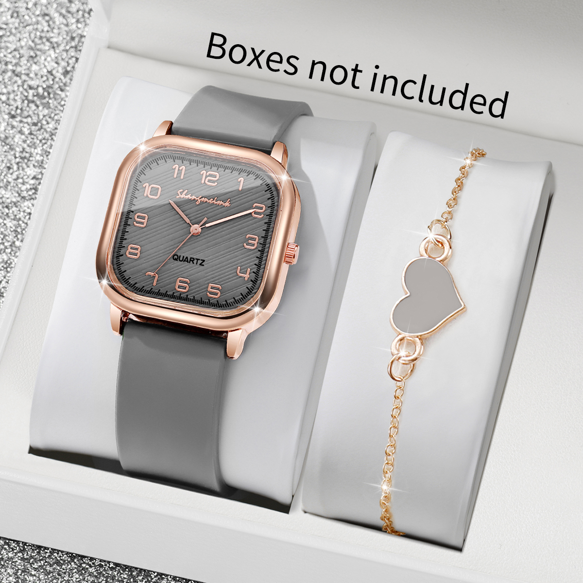 2PCS/Set Fashion Square Women  - Silicone Band Women บทวิจารณ์และราคา