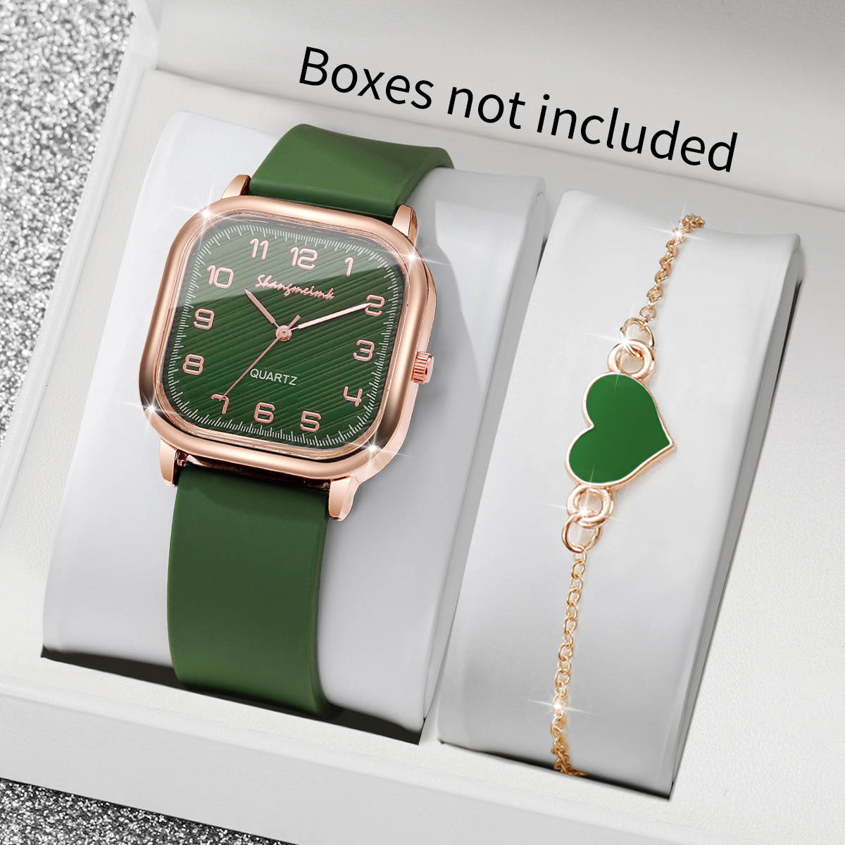 2PCS/Set Fashion Square Women  - Silicone Band Women บทวิจารณ์และราคา