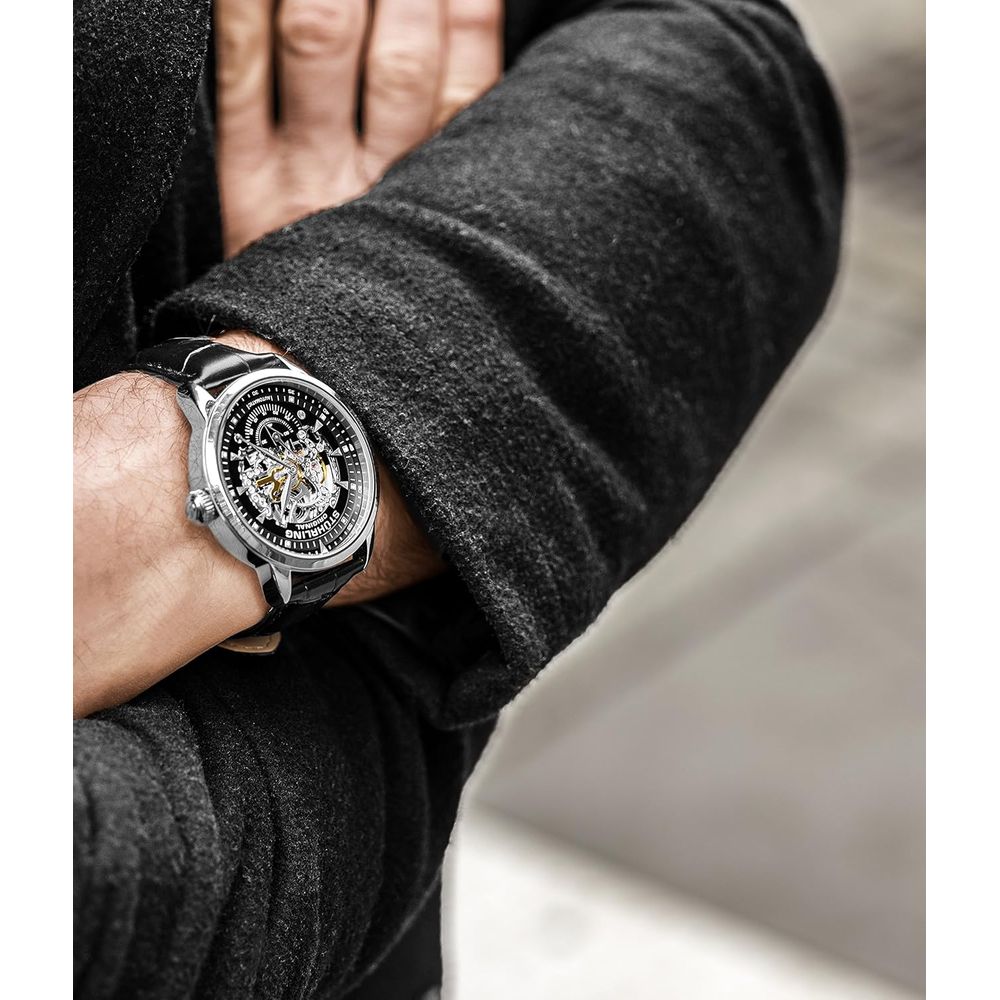 Men's Automatic Skeleton Watch - Canvas Strap Watch บทวิจารณ์และราคา
