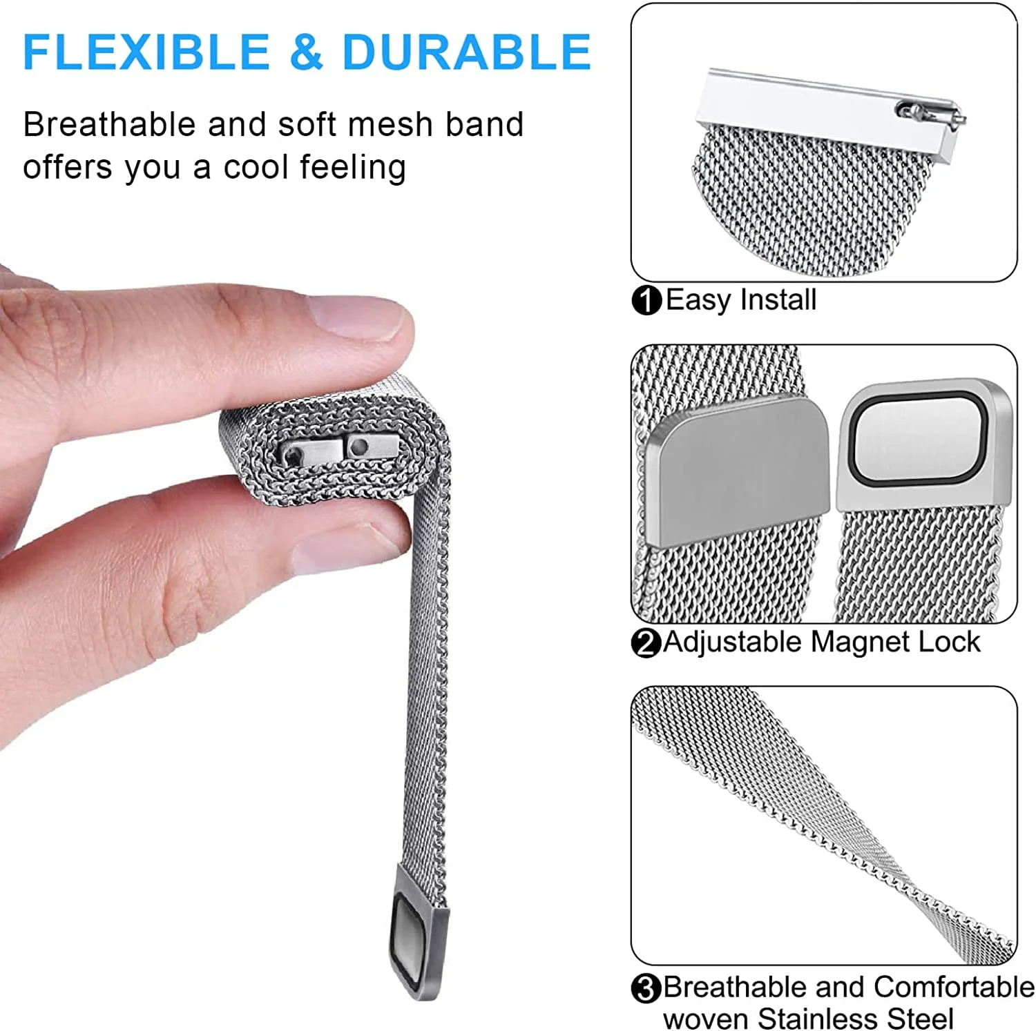 20mm 22mm Milanese Loop Strap  - Milanese Loop Magnetic บทวิจารณ์และราคา