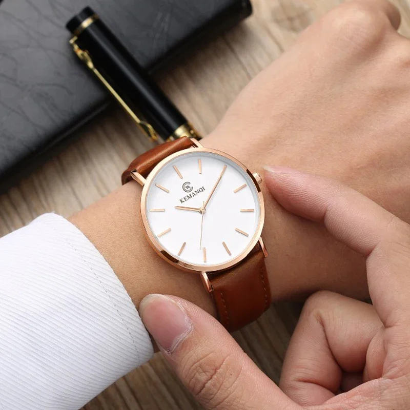 Fashion Ultra Thin Men's Quart - Leather Watch Band Men บทวิจารณ์และราคา
