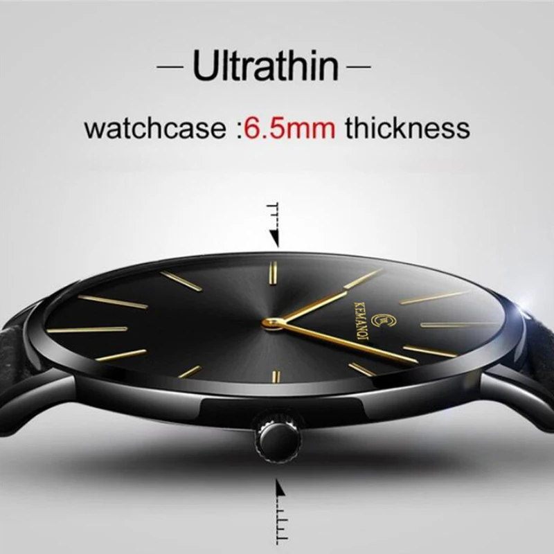 Fashion Ultra Thin Men's Quart - Leather Watch Band Men บทวิจารณ์และราคา