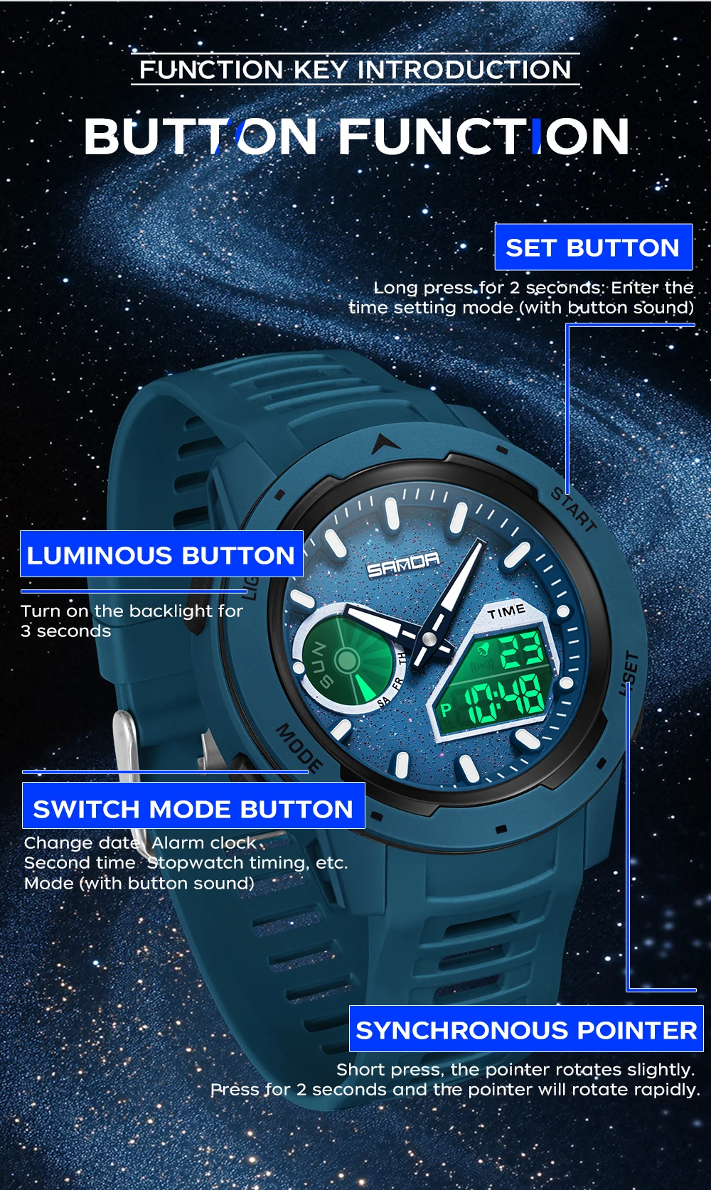 SANDA new men's fluorescent wa - Rubber Strap Diver บทวิจารณ์และราคา