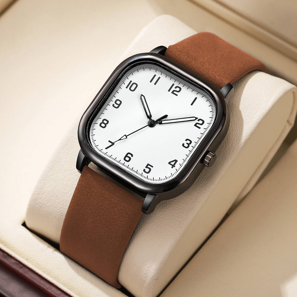 Fashion Square Men Watches Sim - Leather Watch Band Men บทวิจารณ์และราคา