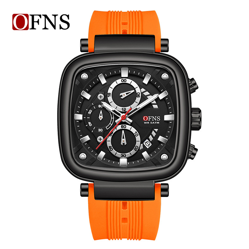 OFNS square waterproof sports  - Rubber Strap Diver บทวิจารณ์และราคา
