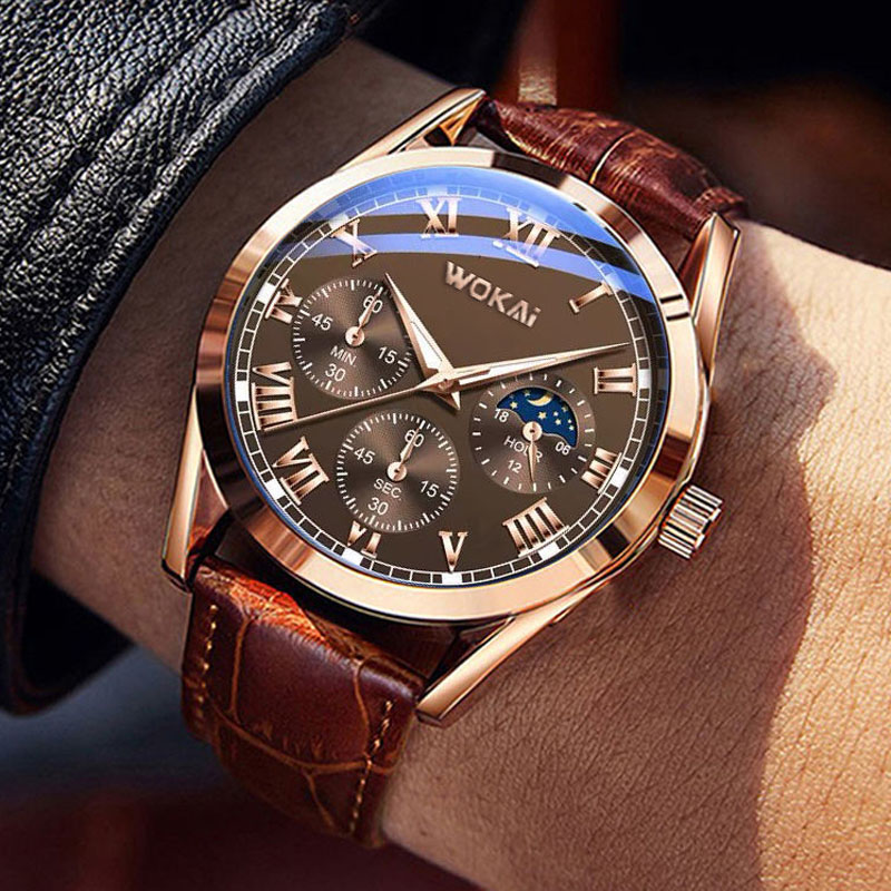 WOKAI Fashion Casual Business  - Leather Watch Band Men บทวิจารณ์และราคา