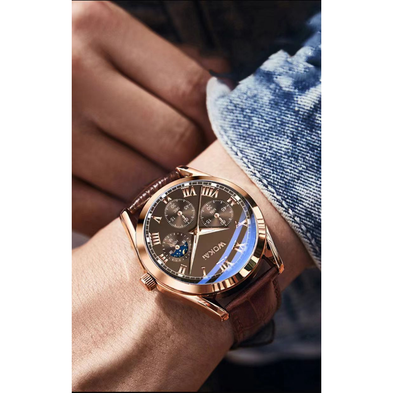 WOKAI Fashion Casual Business  - Leather Watch Band Men บทวิจารณ์และราคา