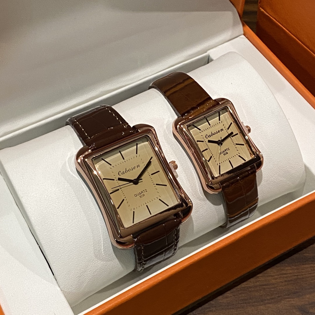 Couple Watch Quartz Movement B - Leather Watch Band Men บทวิจารณ์และราคา
