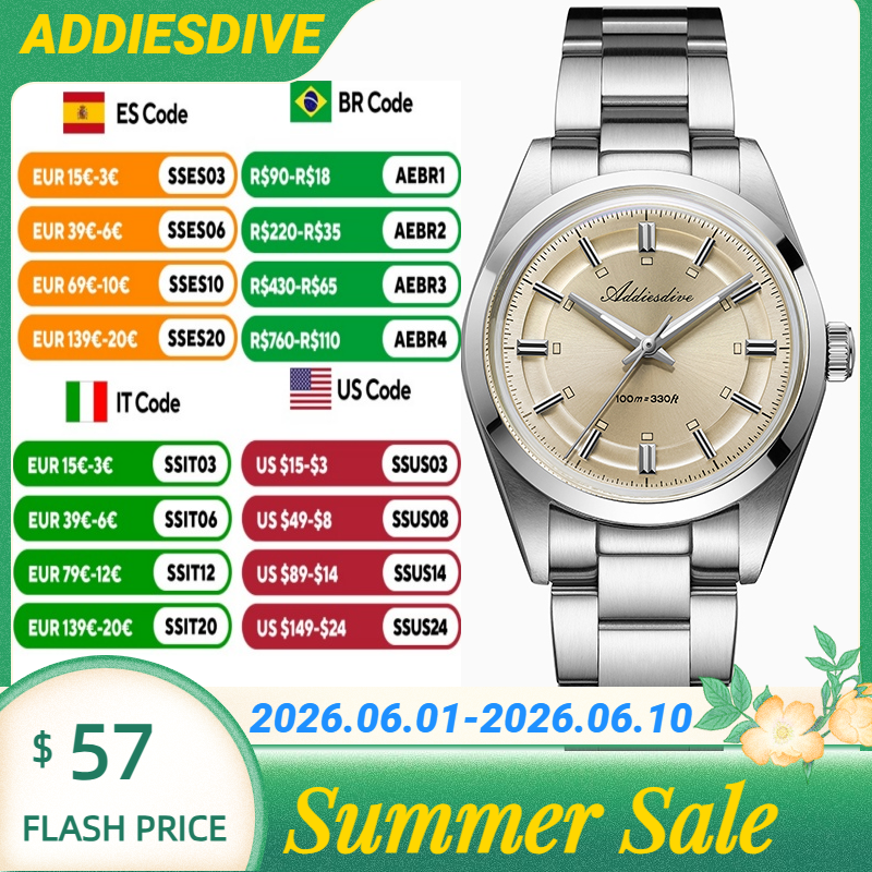 ADDIESDIVE Super Luminous Japa - Stainless Bracelet Diver บทวิจารณ์และราคา