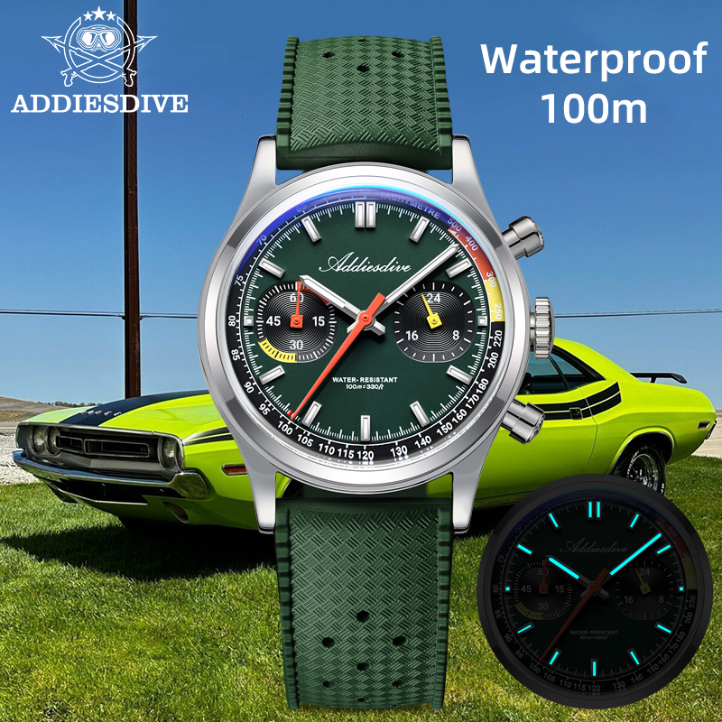 ADDIESDIVE Chronograph VK64 Wa - Rubber Strap Diver บทวิจารณ์และราคา