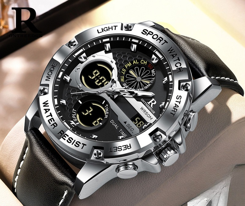 Fashion Men’s Big Face Quartz  - Leather Watch Band Men บทวิจารณ์และราคา