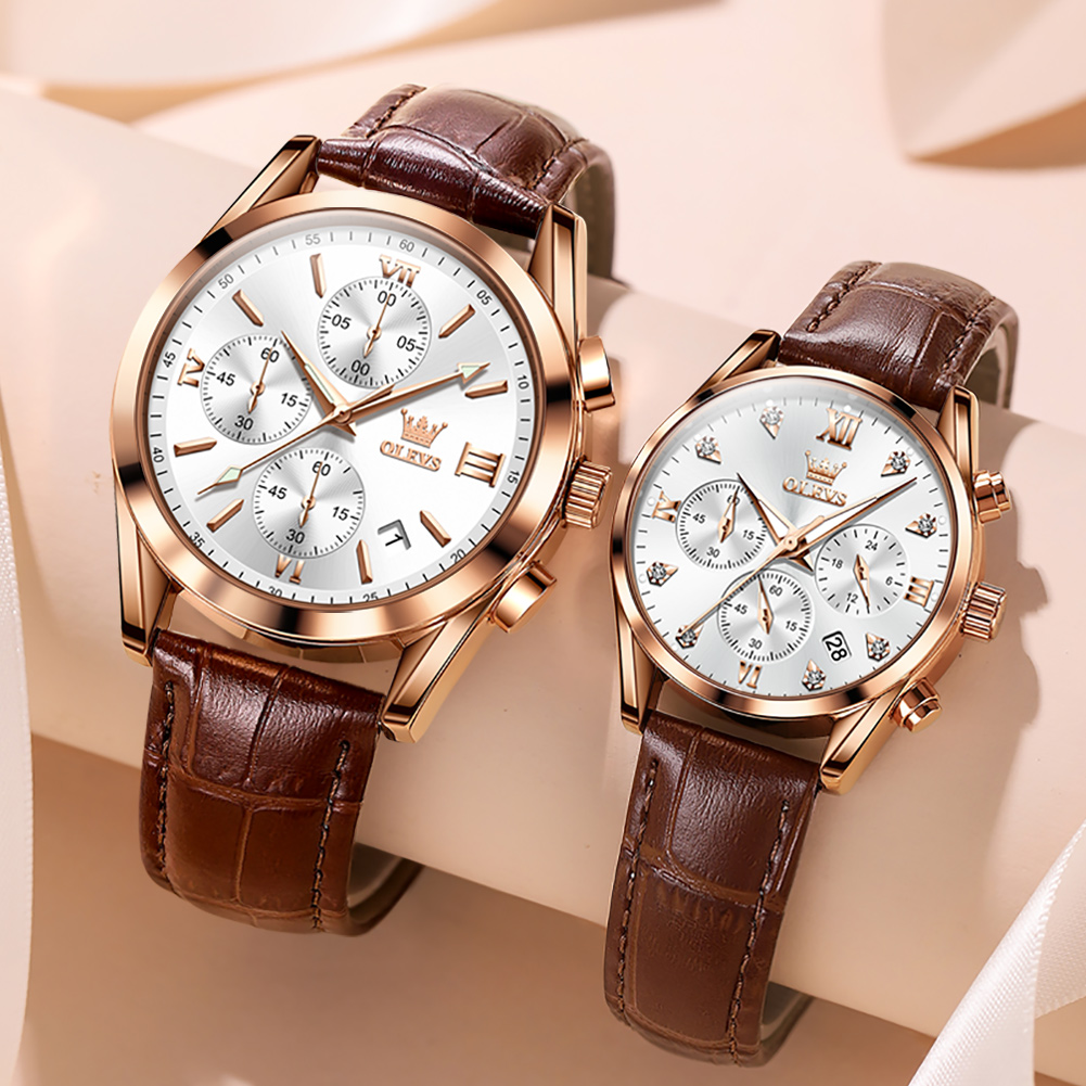 OLEVS Couple Watch for Men Wom - Leather Watch Band Men บทวิจารณ์และราคา
