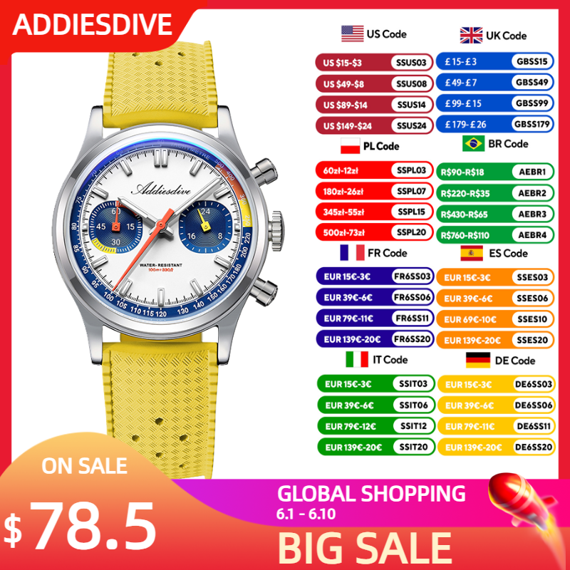 ADDIESDIVE Fashion Men's Quart - Rubber Strap Diver บทวิจารณ์และราคา