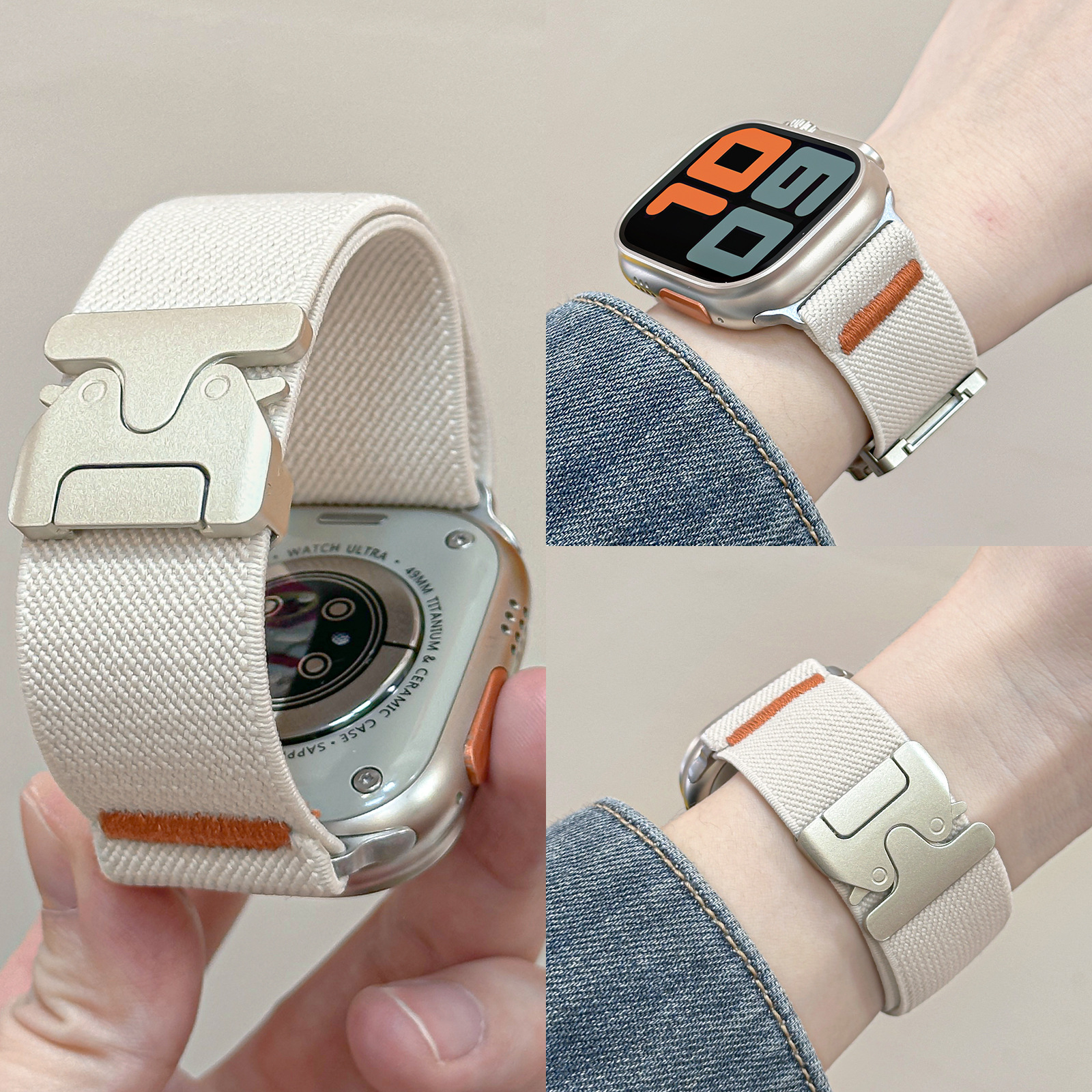 For Apple Watch Band Nylon Ela - Parachute Strap Elastic บทวิจารณ์และราคา