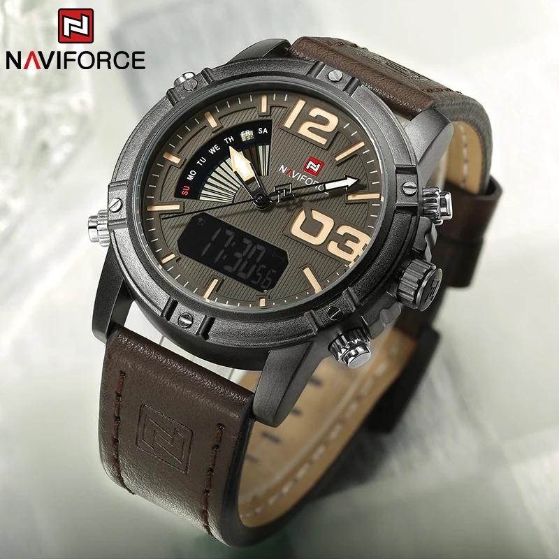 NAVIFORCE Top Brand Men Watch  - Leather Watch Band Men บทวิจารณ์และราคา