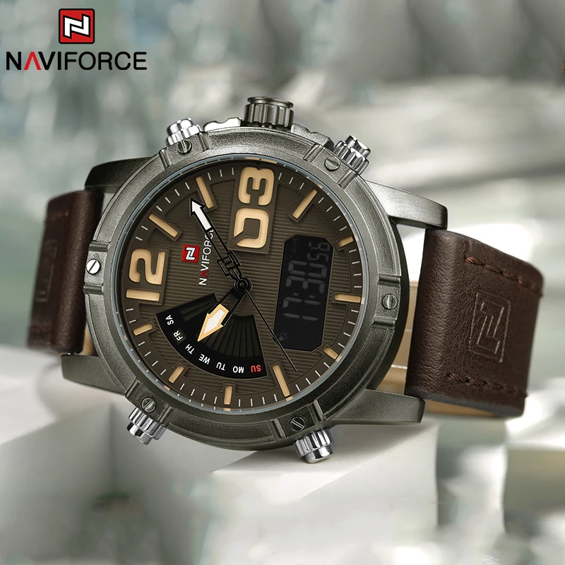 NAVIFORCE Top Brand Men Watch  - Leather Watch Band Men บทวิจารณ์และราคา
