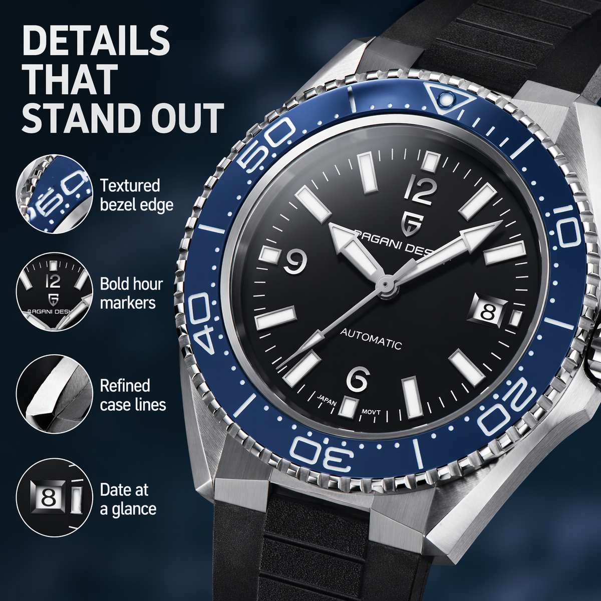 Pagani Design New Men's Mechan - Rubber Strap Diver บทวิจารณ์และราคา