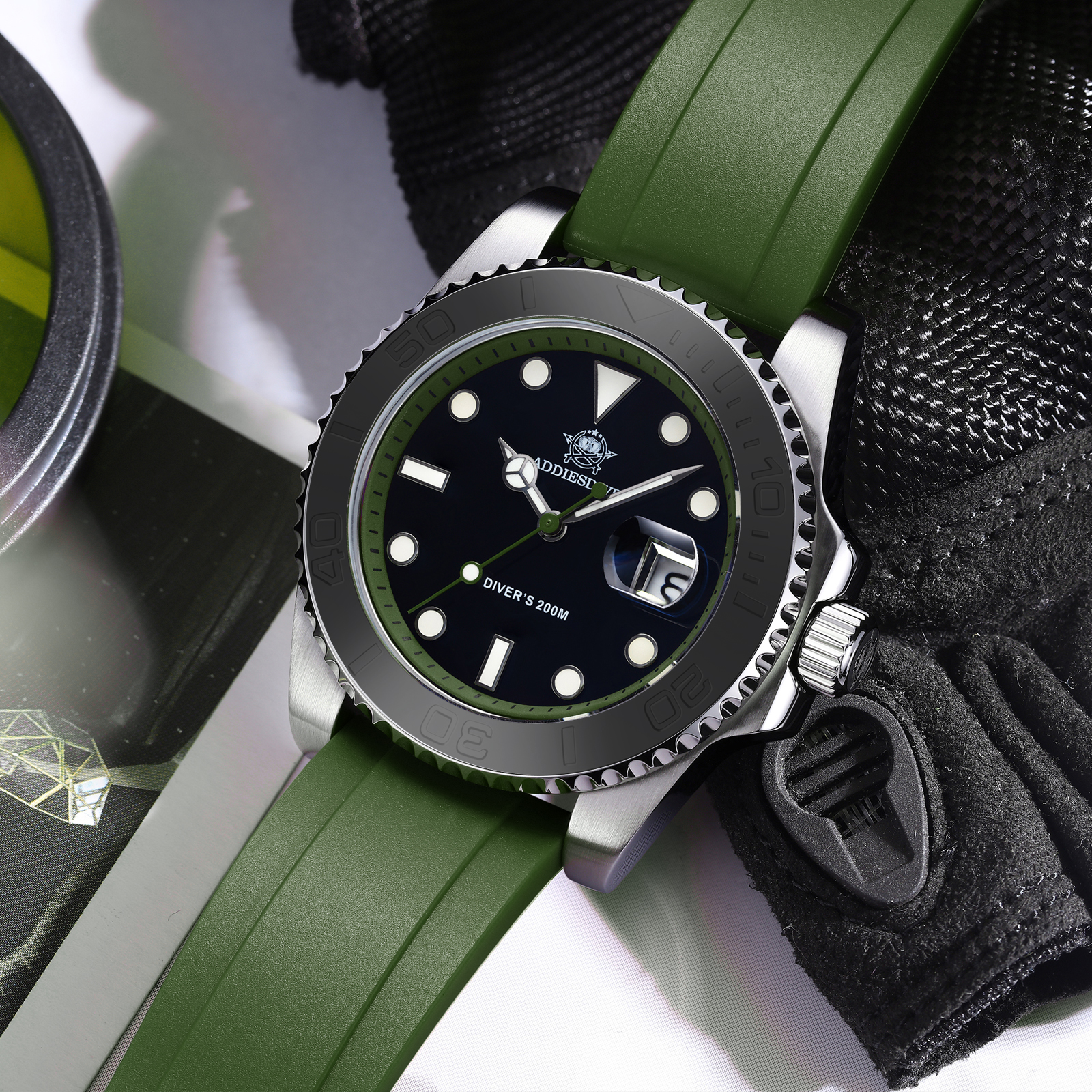 ADDIESDIVE Rotatable Ceramic B - Rubber Strap Diver บทวิจารณ์และราคา