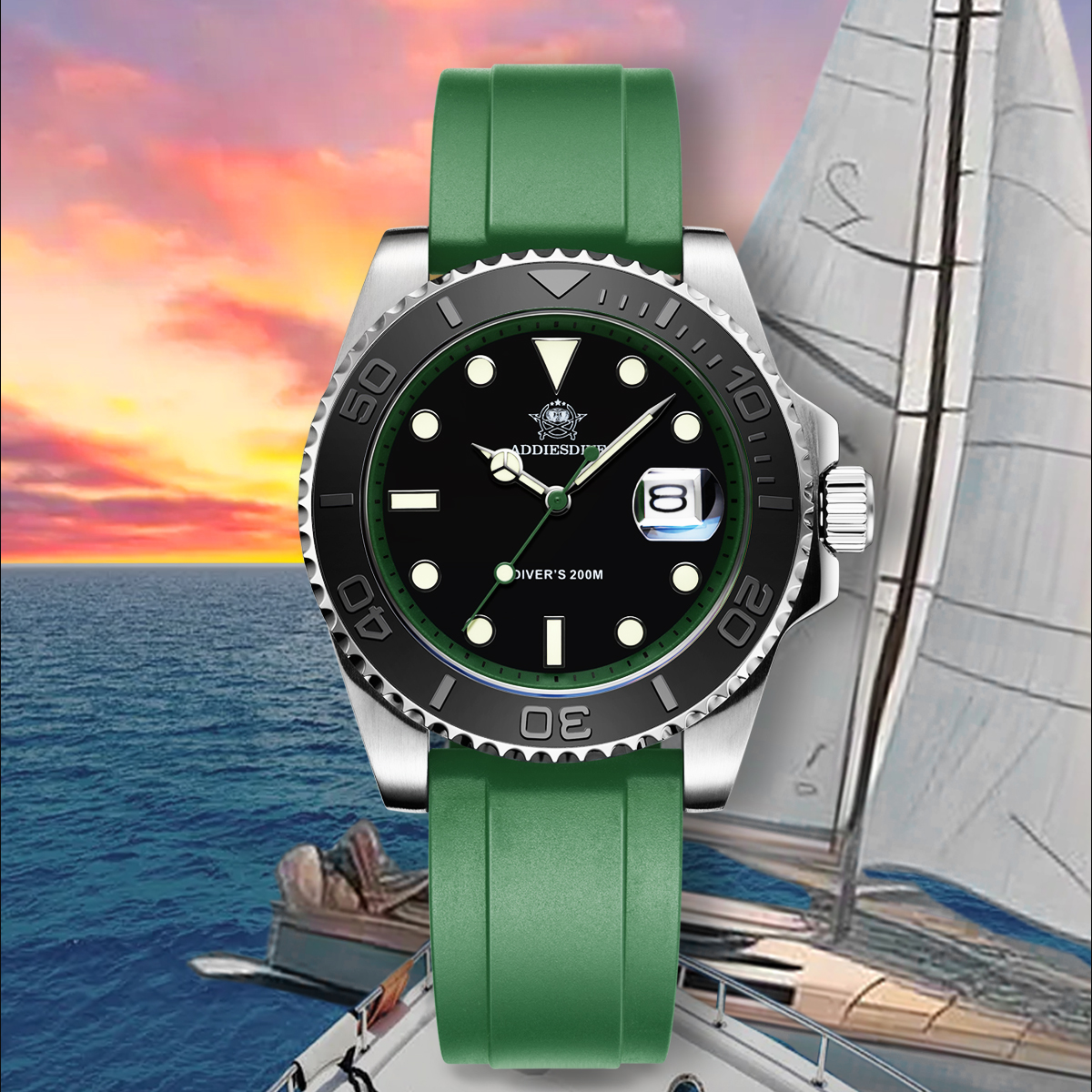 ADDIESDIVE Rotatable Ceramic B - Rubber Strap Diver บทวิจารณ์และราคา