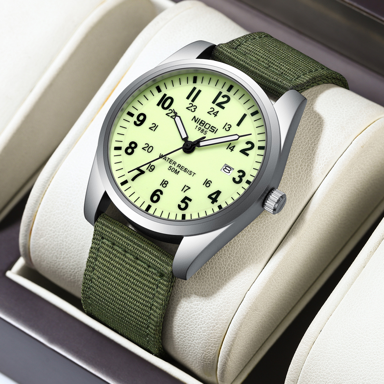 NIBOSI Mens Watches Analog Mil - Tropic Strap Vintage บทวิจารณ์และราคา