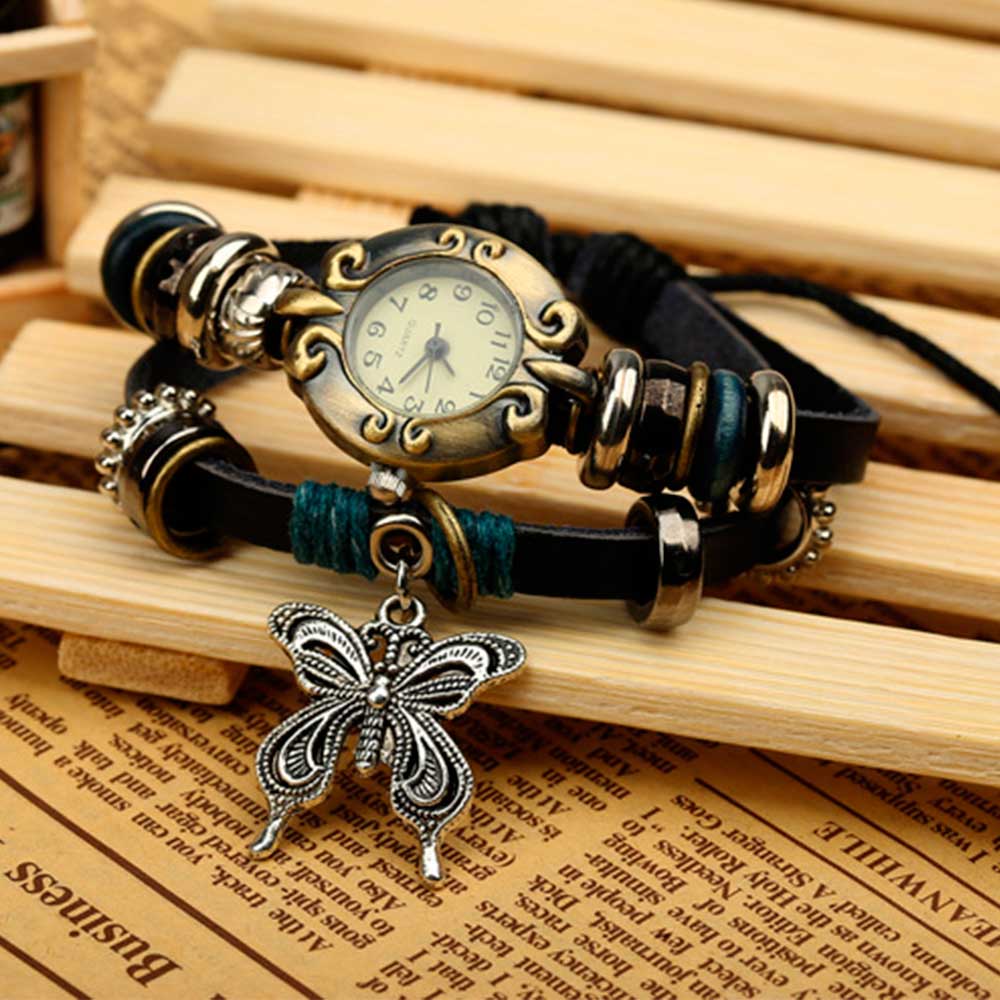 Handmade Butterfly Beads Brace - Leather Watch Band Men บทวิจารณ์และราคา