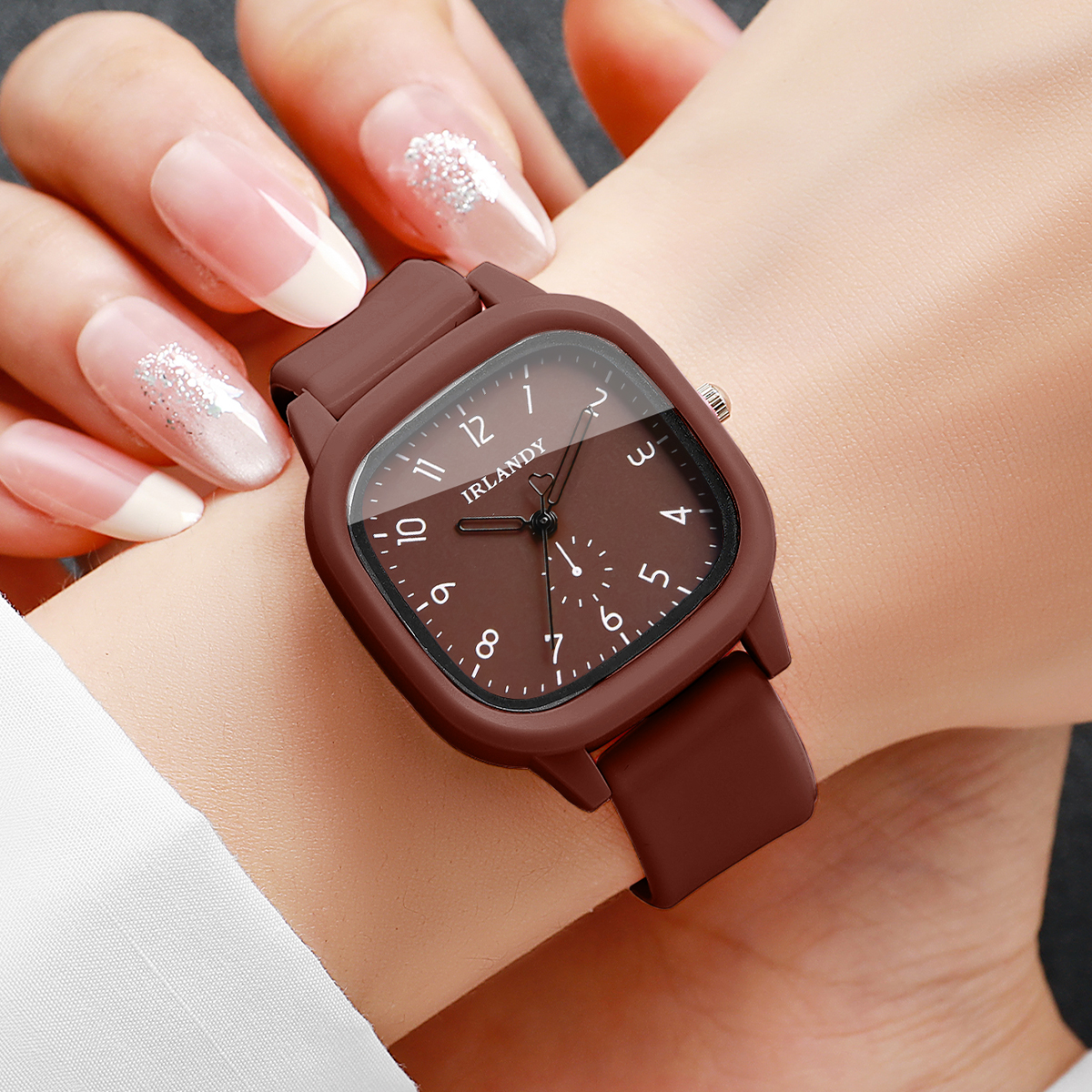 2PCS Fashion Square Arabic Dia - Silicone Band Women บทวิจารณ์และราคา