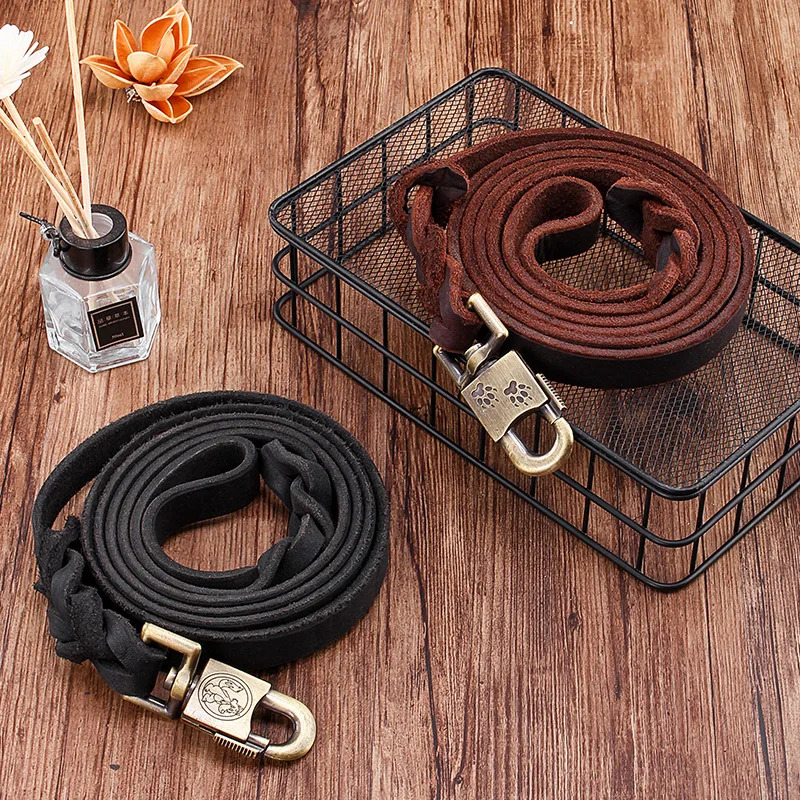 Genuine Leather Dog Leash - To - Leather Strap Quick Release บทวิจารณ์และราคา