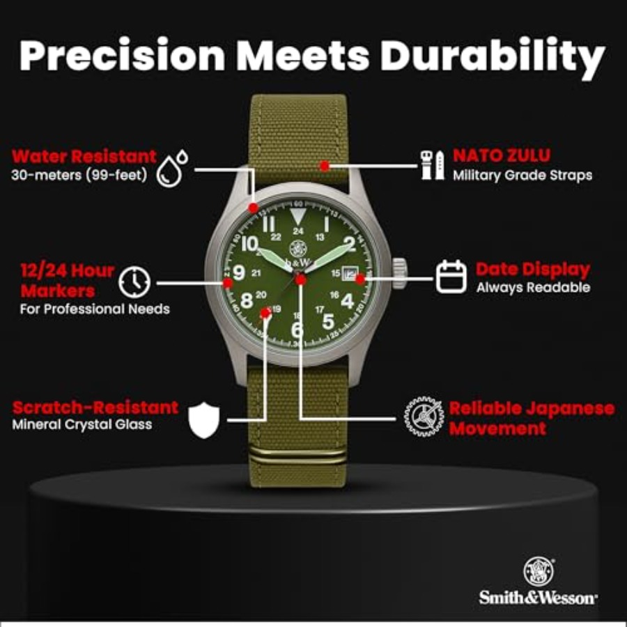 Men's Military Watch, 3 Interc - Canvas Strap Watch บทวิจารณ์และราคา