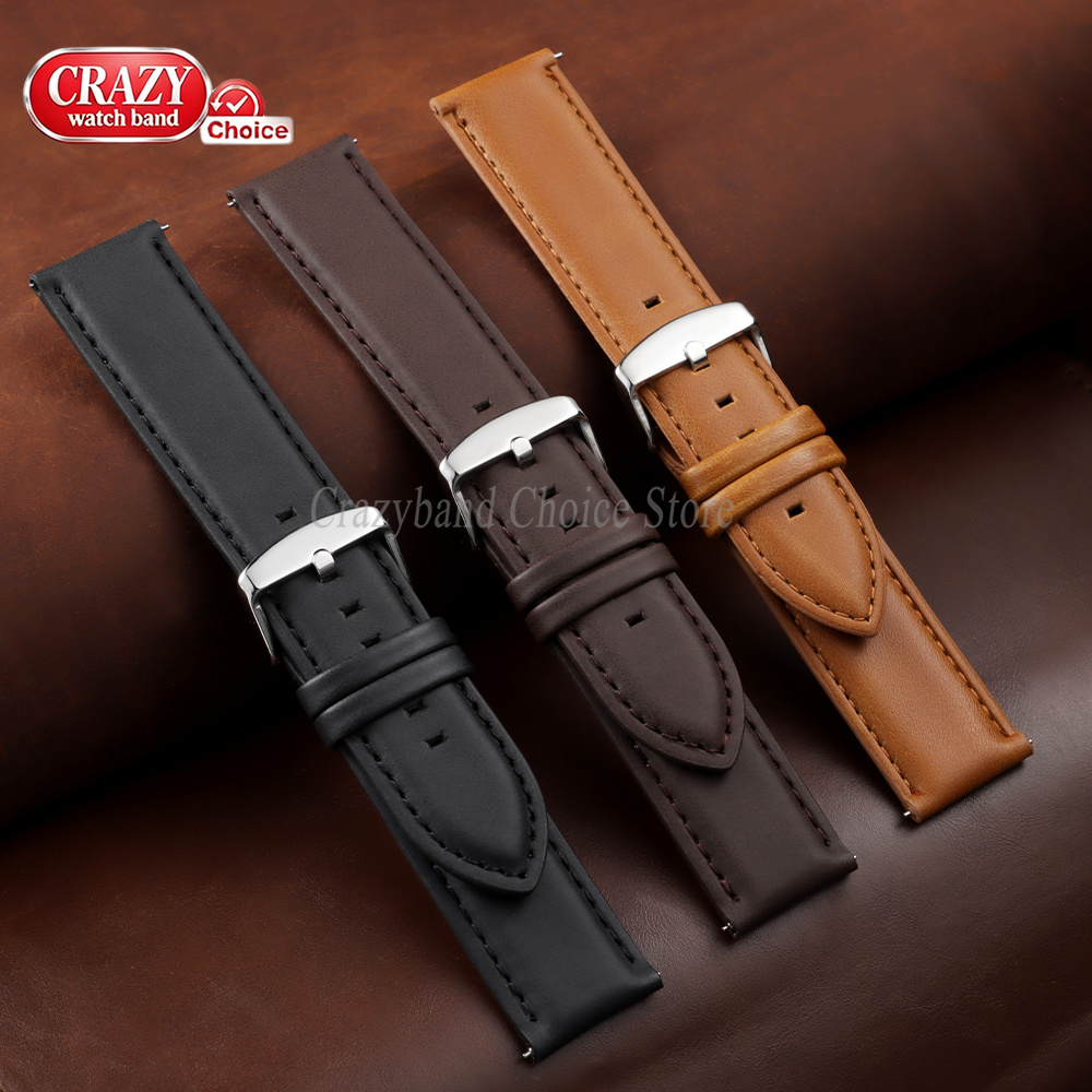 Oil Wax Cowhide Watch Band 18m - Leather Strap Quick Release บทวิจารณ์และราคา
