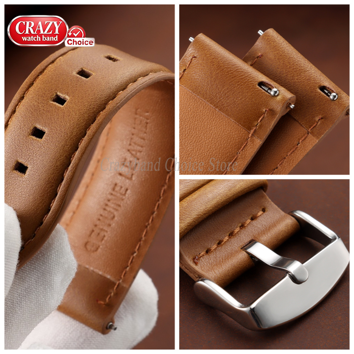 Oil Wax Cowhide Watch Band 18m - Leather Strap Quick Release บทวิจารณ์และราคา