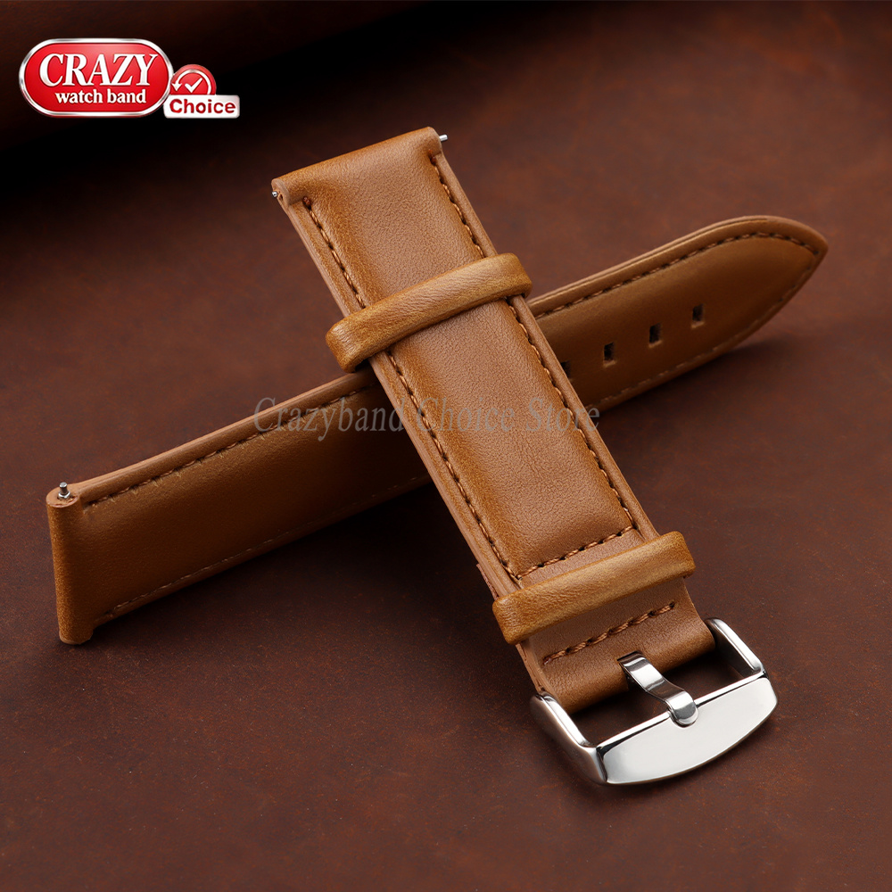 Oil Wax Cowhide Watch Band 18m - Leather Strap Quick Release บทวิจารณ์และราคา