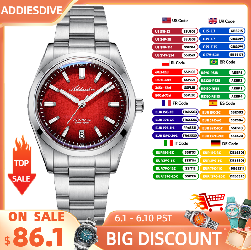 ADDIESDIVE Watch For Gift 39mm - Stainless Bracelet Diver บทวิจารณ์และราคา