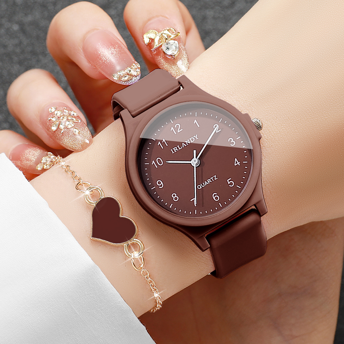 2PCS Fashion Arabic Dial Women - Silicone Band Women บทวิจารณ์และราคา