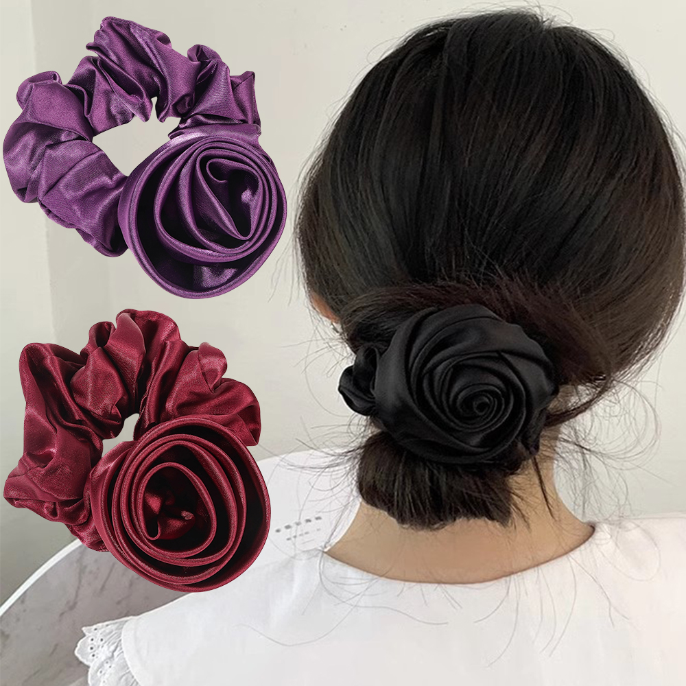 Korean Women Rose Elastic Hair - Silicone Band Women บทวิจารณ์และราคา