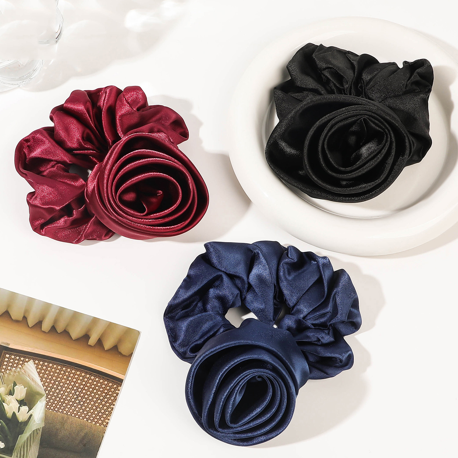 Korean Women Rose Elastic Hair - Silicone Band Women บทวิจารณ์และราคา