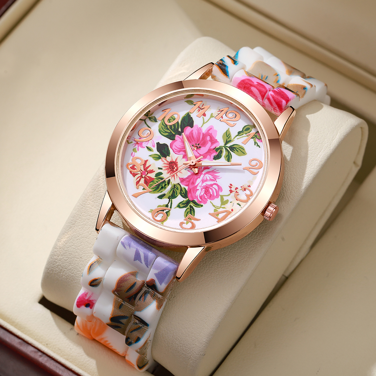 Fashion Flowers Printed Women  - Silicone Band Women บทวิจารณ์และราคา