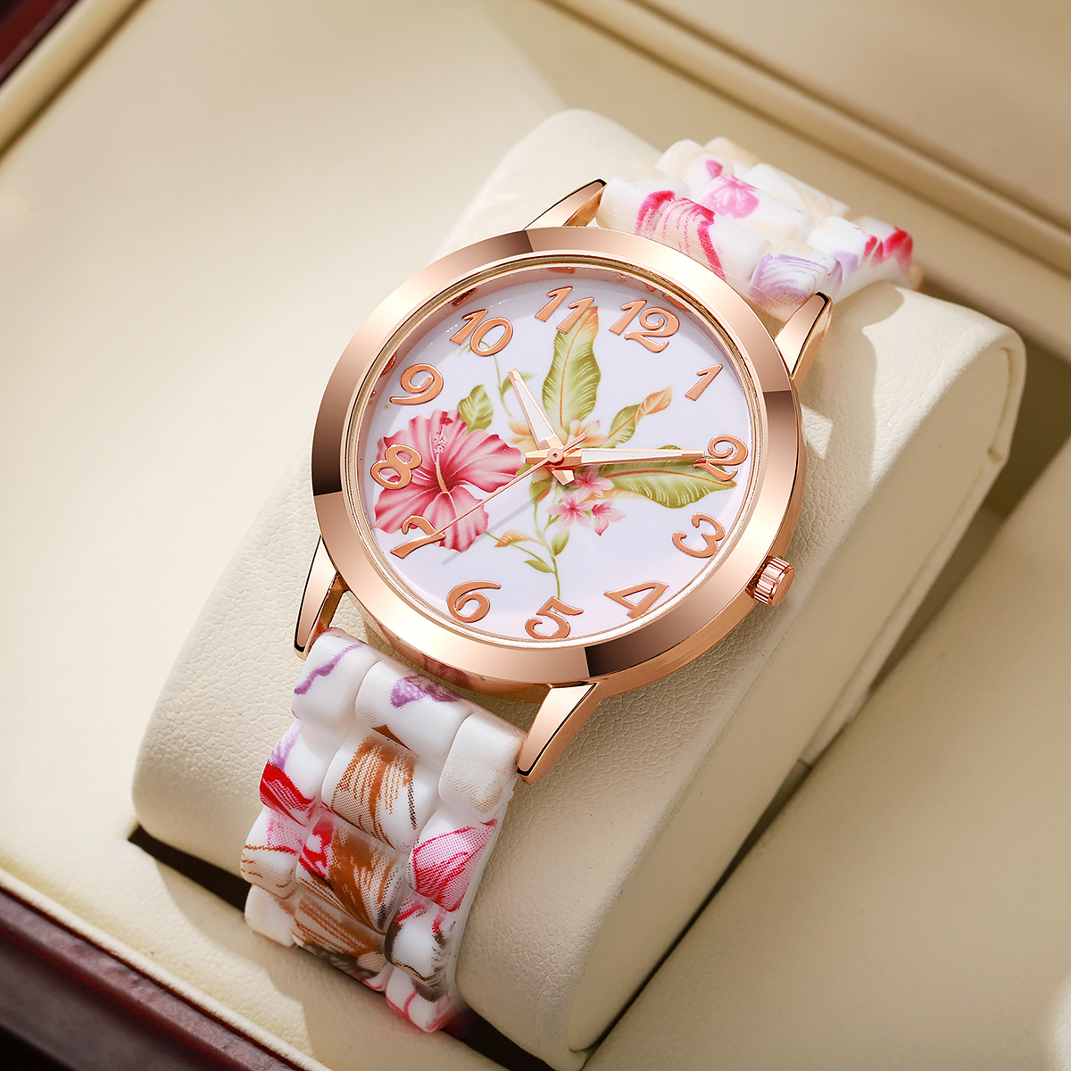 Fashion Flowers Printed Women  - Silicone Band Women บทวิจารณ์และราคา