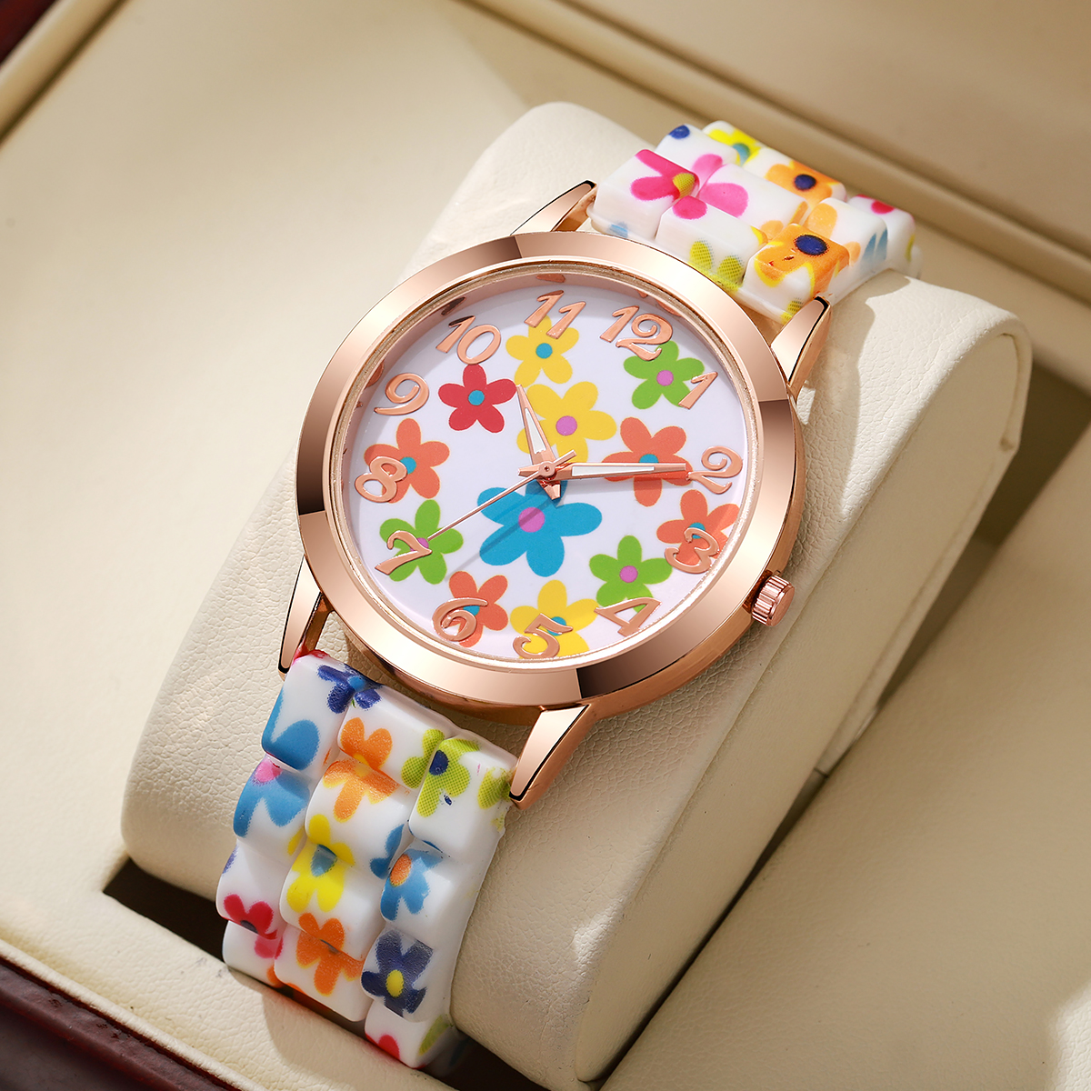 Fashion Flowers Printed Women  - Silicone Band Women บทวิจารณ์และราคา