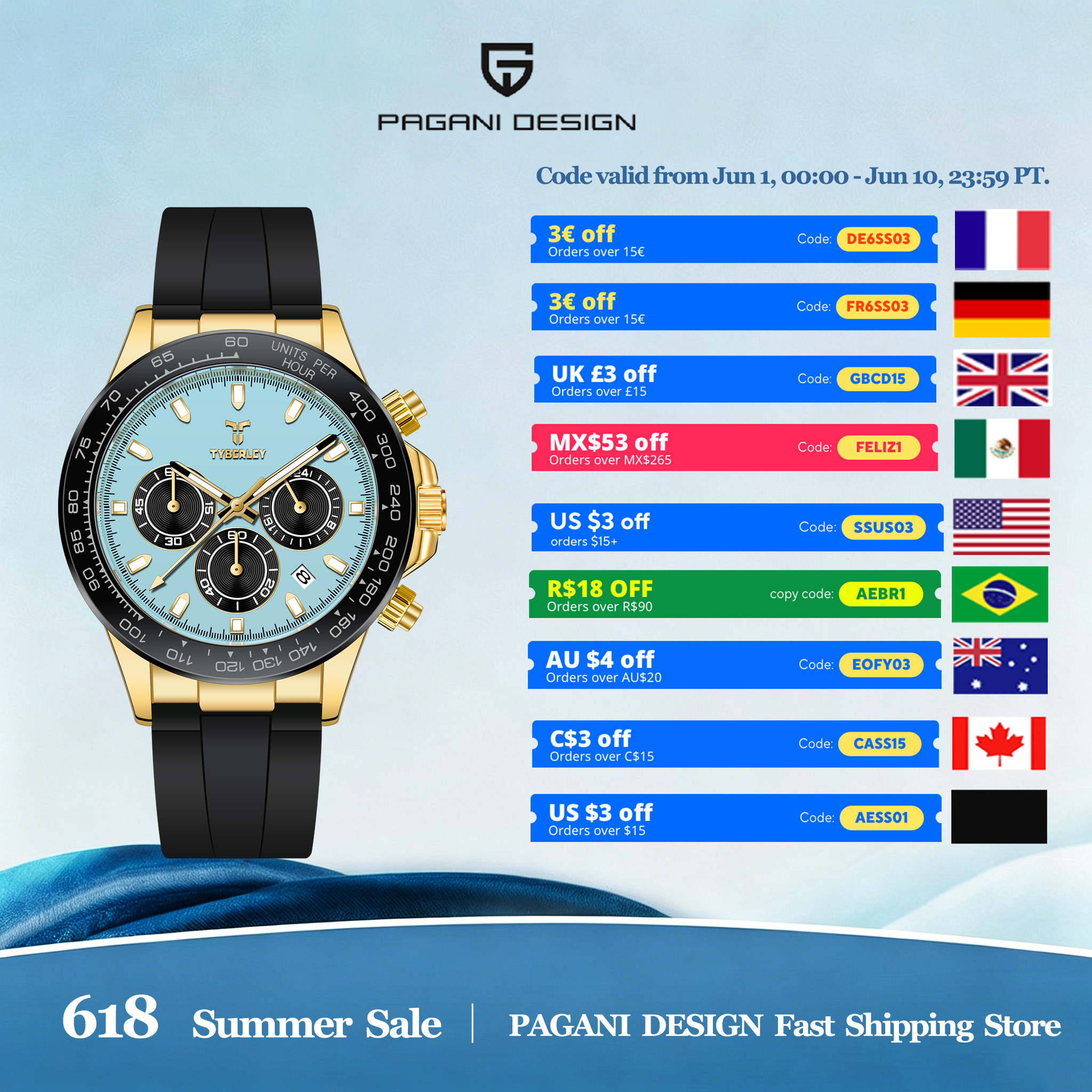 TYBERLEY Sophisticated Eleganc - Rubber Strap Diver บทวิจารณ์และราคา