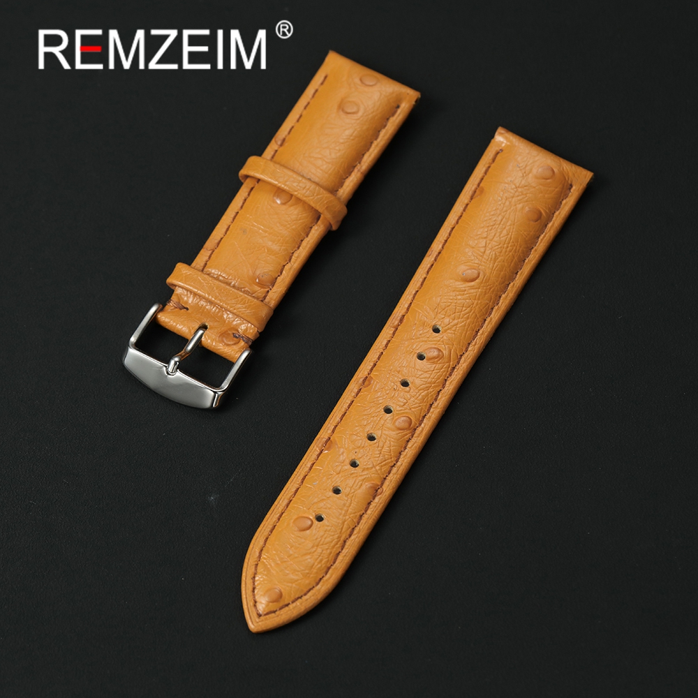 Ostrich Pattern Genuine Leathe - Leather Strap Quick Release บทวิจารณ์และราคา