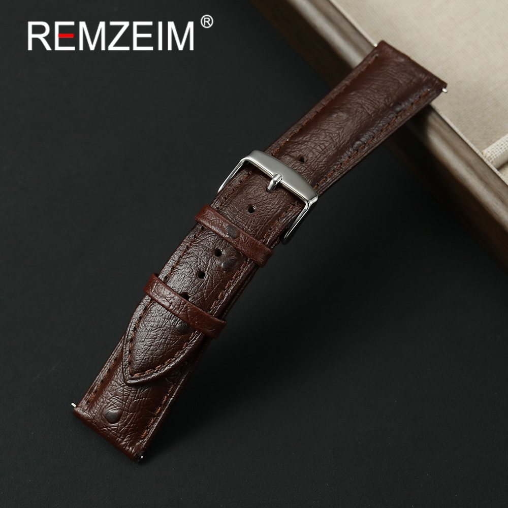 Ostrich Pattern Genuine Leathe - Leather Strap Quick Release บทวิจารณ์และราคา