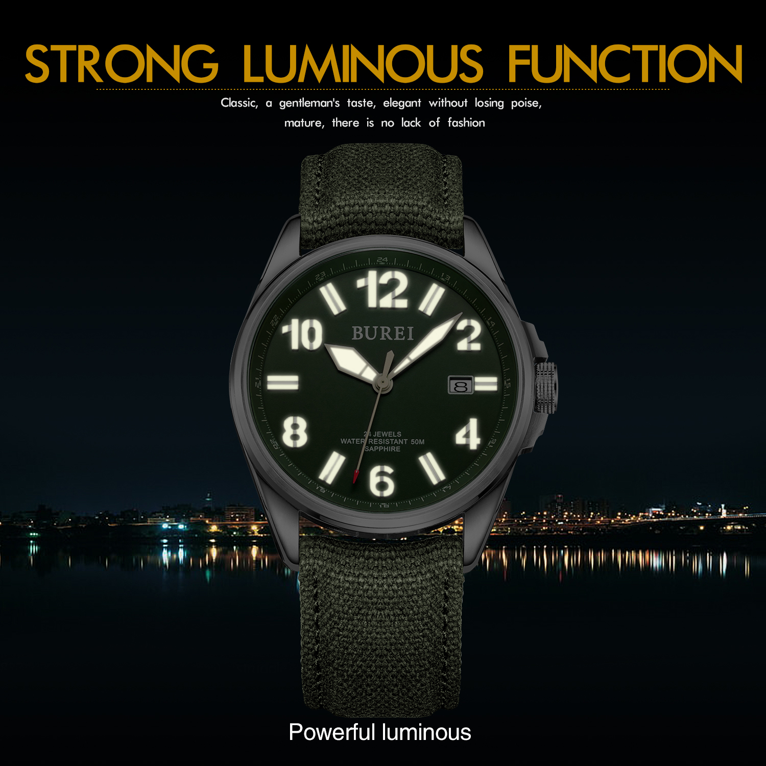 NH35 BUREI Luxury Brand Men Au - Canvas Strap Watch บทวิจารณ์และราคา