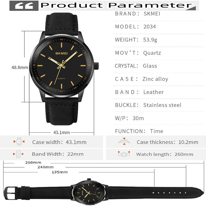Skmei Original Brand Quartz Wa - Leather Watch Band Men บทวิจารณ์และราคา
