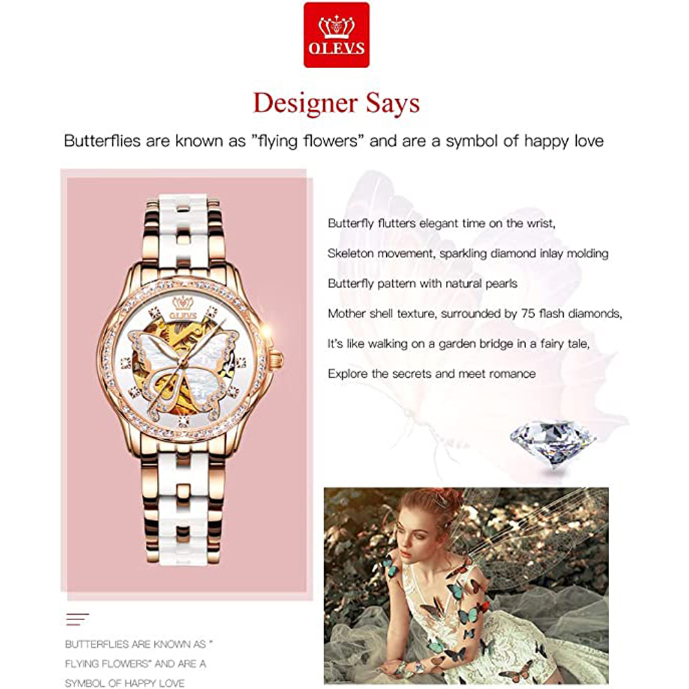 OLEVS Women's Automatic Watche - Butterfly Clasp Deployant บทวิจารณ์และราคา