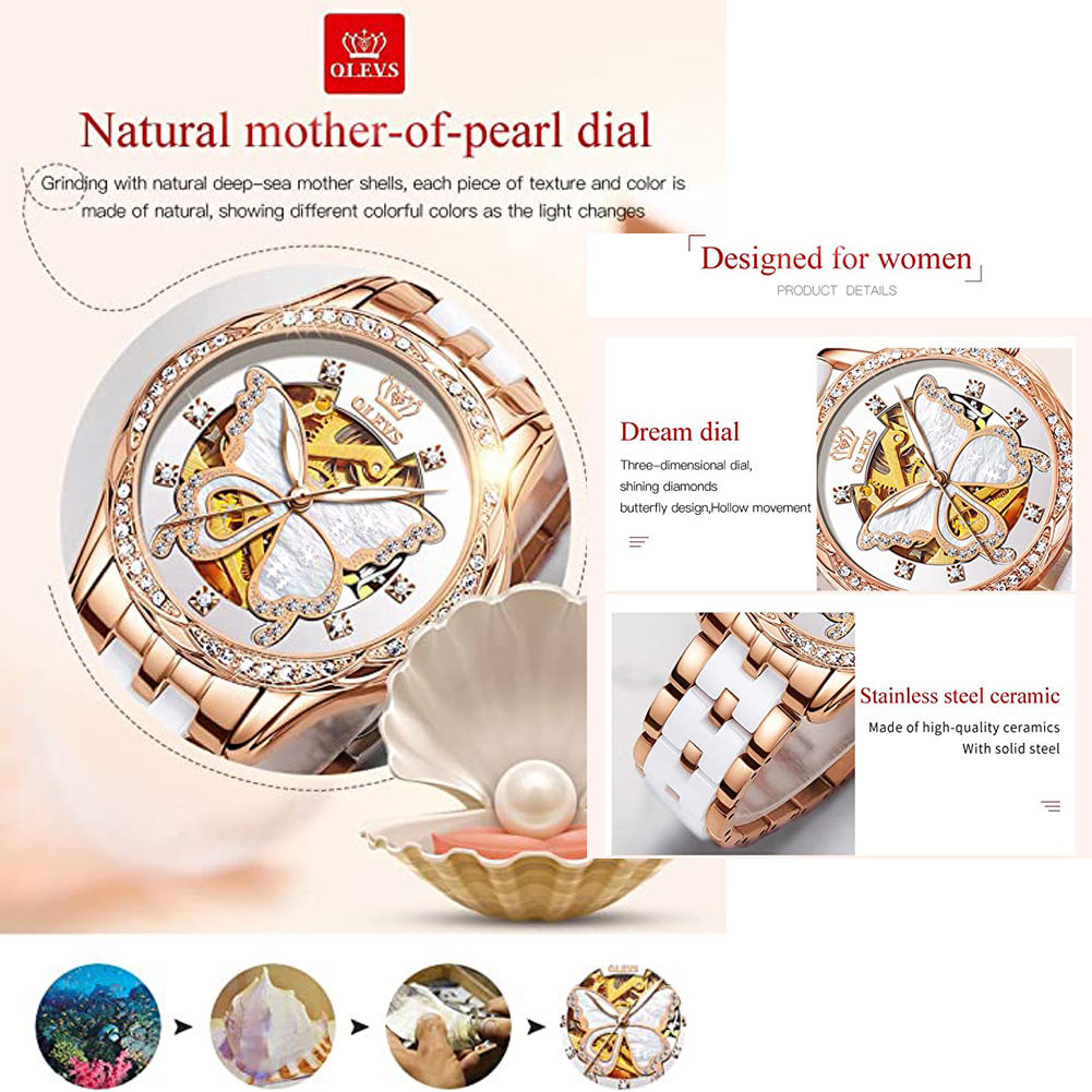OLEVS Women's Automatic Watche - Butterfly Clasp Deployant บทวิจารณ์และราคา